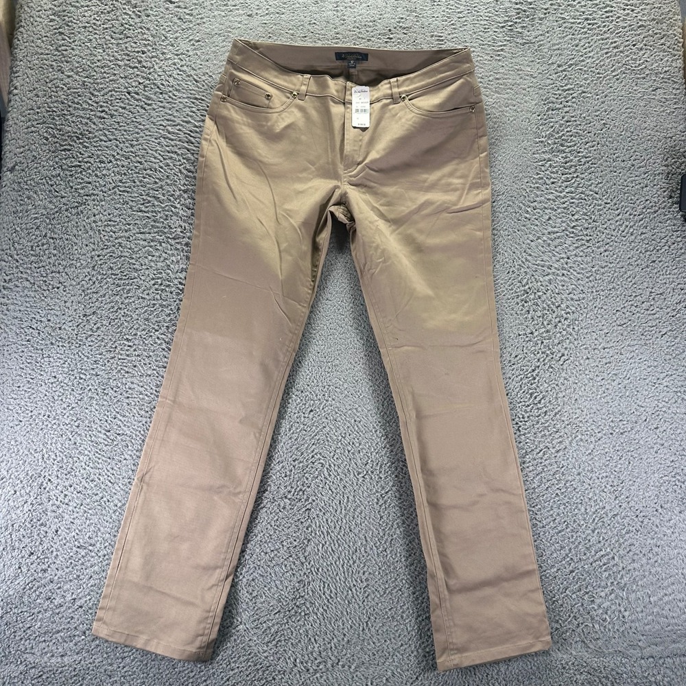 Brooks Brothers Natalie Pant Women 12 Beige Cotton Chino Straight Preppy Stretch
